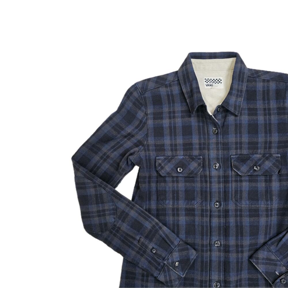 VANS Women's Blue Plaid Structured Flannel Shirt Long Sleeve Size XS - Picture 2 of 6